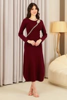 فستان ميدي عنابي