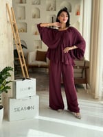 طقم بورجوندي بنطلون وبلوزة