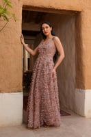 فستان مكسي وردي فاتح