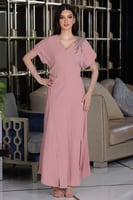 فستان كريب وردي