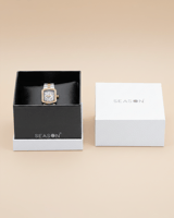 ساعة SEASON نسائية مربعة فاخرة - ذهبي وفضي - إطار...