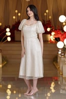 فستان ميدي انيق بتطريز كامل