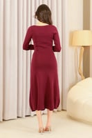 فستان ميدي عنابي