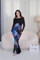 فستان مكسي أزرق