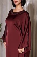 فستان ساتان عنابي | سيزون