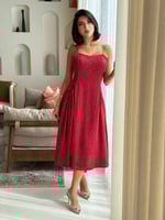 فستان شيفون أحمر