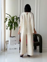 طقم دانتيل بهدب بيج