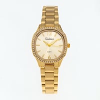 ساعة نسائية فضية - ميناء أخضر | إطار مرصع بالزركون