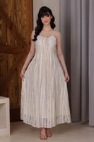 فستان دانتيل بيج بنقوش مشجرة