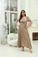 فستان ستان مخصر بقصة عصرية