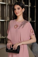 فستان كريب وردي