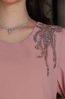 فستان كريب وردي