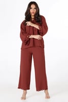 طقم خمري بنطلون وبلوزة