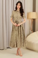 فستان كتان بيج فاتح