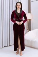 فستان مخمل عنابي