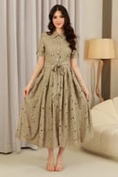 فستان كتان بيج فاتح