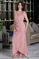 فستان كريب وردي