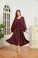 فستان ساتان ناعم عنابي