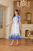 فستان بقماش الاورجنزا بلون الازرق