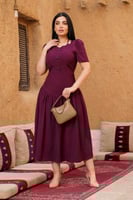 فستان عنابي قماش كريب | سيزون