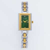 ساعة نسائية فاخرة بإطار مستطيل - لون فضي وذهبي مع...