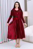 فستان ميدي عنابي