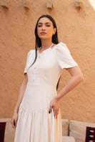 فستان كريب لون بيج | SEASON