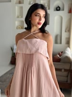 فستان مكسي وردي