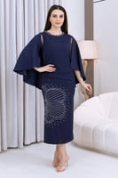 طقم تنورة وبلوزة الأزرق الداكن