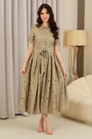 فستان كتان بيج فاتح