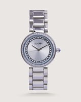 ساعة نسائية سيزون فضية - إطار دائري مرصع زركون