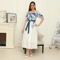 فستان ميدي مطبوع بأكمام كلاسيكية