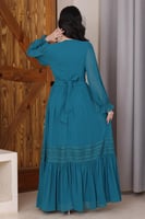 فستان مكسي أخضر داكن