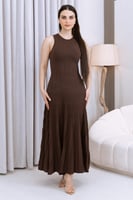 فستان مكسي بني غامق