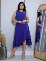 فستان كريب اكسسوار كتف