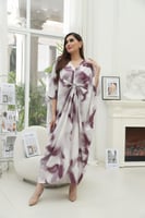 فستان فري سايز بطبعة عنابي