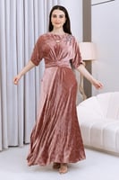 فستان مكسي وردي فاتح