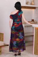 فستان اسود مشجر تول استرتش