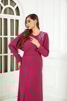 فستان كريب زهري غامق