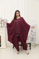 طقم عنابي مكسي