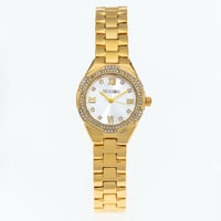 ساعة نسائية باطار كريستال دائري