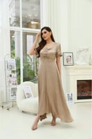 فستان ستان مخصر بقصة عصرية