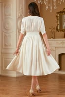 فستان ميدي بيج بسحاب أمامي وقصة خصر ناعمة