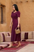 فستان عنابي قماش كريب | سيزون