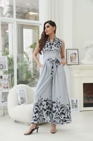 طقم كريب ليكرا سماوي