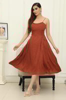 فستان شيفون بلون التيراكوتا