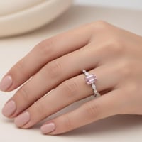 خاتم مرصع بالزركون وردي