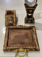 طقم مبخرة خشب مع صندوق للعود مع صحن تقديم