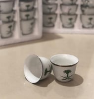 طقم فناجيل قزاز سيفين ونخلة أخضر 12 حبة متوفر بروا...