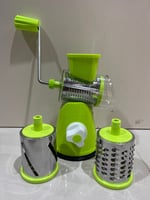 قطاعة وفرامة الخضار اليدوية مع 3 شفرات استيل